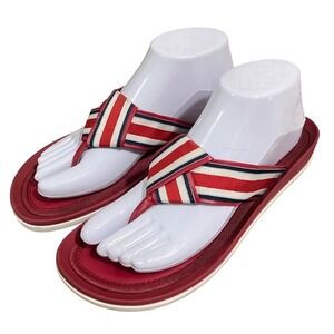 Vintage Y2K KEDS Sandals Red Blue & White‎ Fabric Flip Flops Size 8.5 Women's